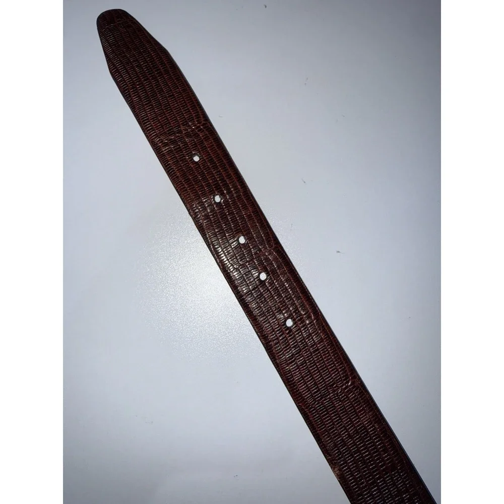 Joseph Abboud Leather Belt Mens 36 Brown Crocodile Embossed‎ Solid Brass Buckle